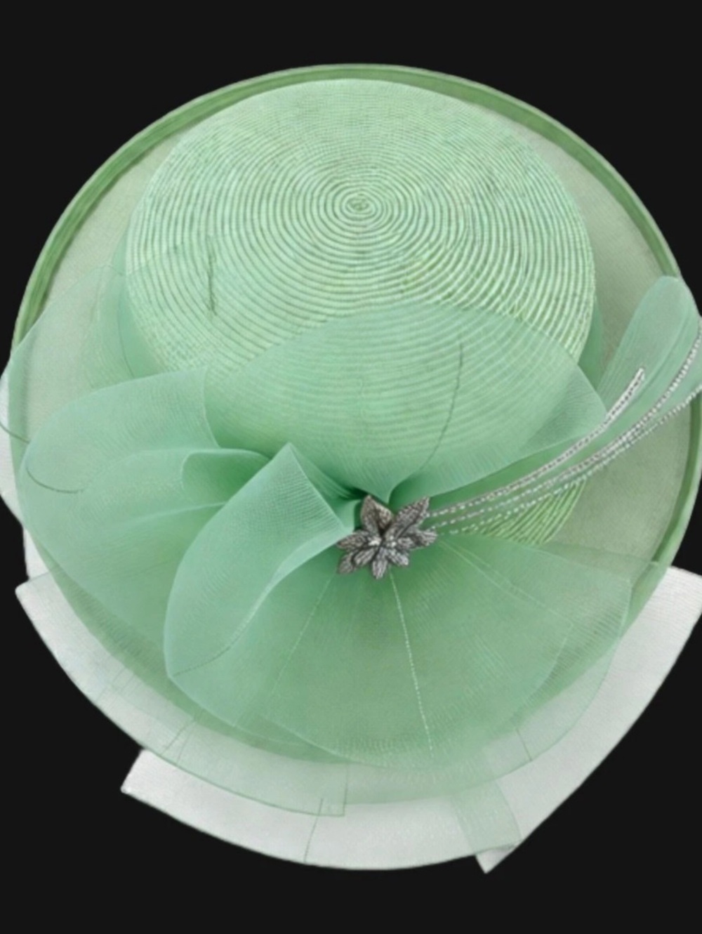 Hi's Classic Green Floral Fascinator Hat Like New